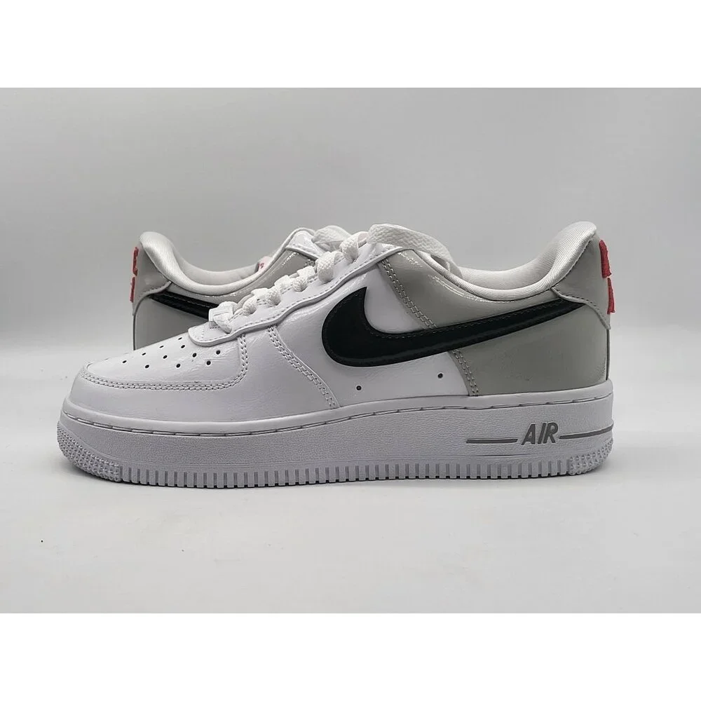 Nike Air Force‎ 1 07 LV8 Womens 6 White Black Patent Sneakers DQ7570-001
